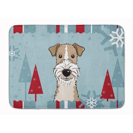 Carolines Treasures Winter Holiday Wire Haired Fox Terrier Machine Washable Memory Foam Mat BB1743RUG